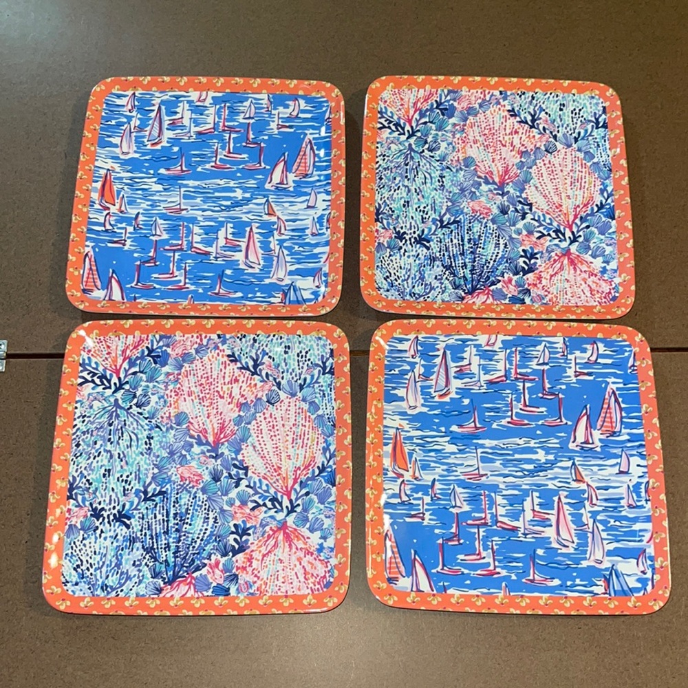 Lilly Pulitzer Melamine Plates  Set 4 BPA Free